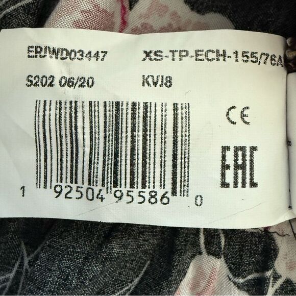 Roxy Black and Pink Floral Sundress with Ruffle Hem and Spaghetti Straps XS - Picture 12 of 12